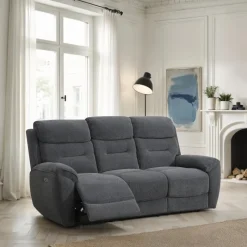 Discount Keswick 3 Seater Power Recliner Sofa in Dark Grey 3 Seater Sofas | Sofas