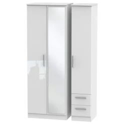 Best Kinglsey Tall Triple Mirrored Wardrobe with Drawer Wardrobes