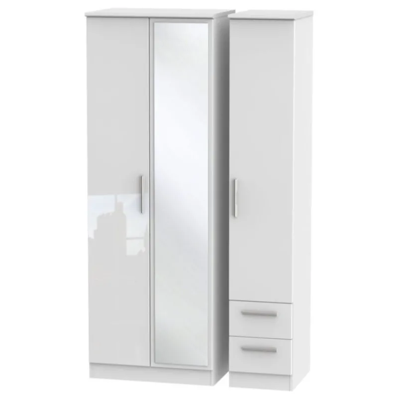 Best Kinglsey Tall Triple Mirrored Wardrobe with Drawer Wardrobes