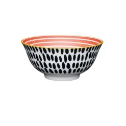 Clearance Red Swirl and Black Spots Ceramic Bowl Dinnerware