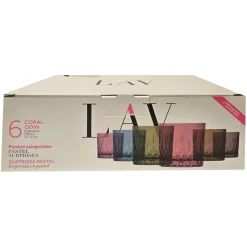Clearance Coloured Set of 6 Whiskey Tumbler Glassware