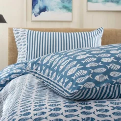 Clearance Blue Big Fish Little Fish Duvet Cover Set Duvet Covers