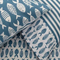 Clearance Blue Big Fish Little Fish Duvet Cover Set Duvet Covers