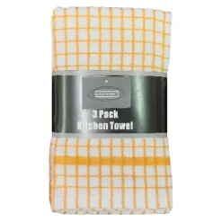 Sale Pack of 3 Boston Mustard Kitchen Towels Oven Gloves, Tea Towels & Aprons