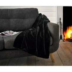 Online Lyndon Co Ashford Throw 130x180cm Black Throws