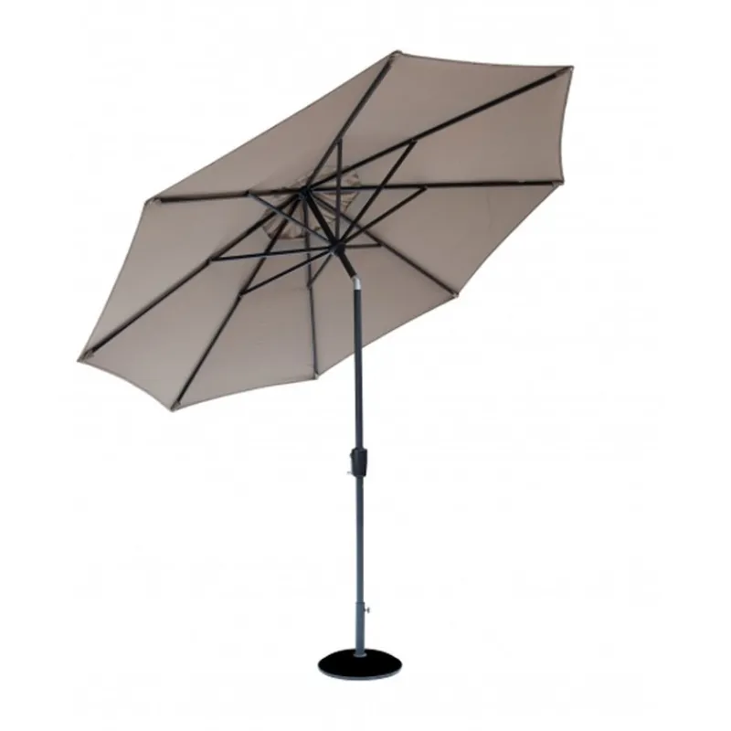 New 3M Crank & Tilt Aluminium Parasol in Taupe Parasols & Bases