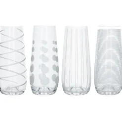 Discount Cheers Set of 4 Stemless Flute Glassware