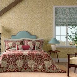Fashion Honeysuckle & Tulip Duvet Cover Set Red and Gold Duvet Covers