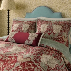 Fashion Honeysuckle & Tulip Duvet Cover Set Red and Gold Duvet Covers