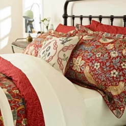 Online Strawberry Thief Crimson Red Duvet Cover Set Duvet Covers