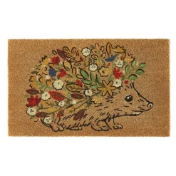 Clearance My Mat Coir Floral Hedgehog 45x75cm Outdoor Rugs