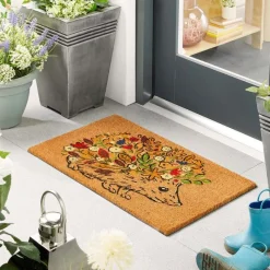 Clearance My Mat Coir Floral Hedgehog 45x75cm Outdoor Rugs