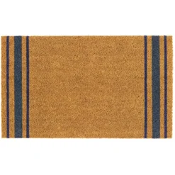 Fashion My Mat Coir Navy Border Stripe 45x75cm Outdoor Rugs