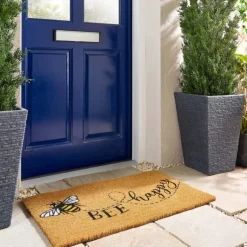 Best My Mat Printed Coir Bee Happy 45x75cm Outdoor Rugs