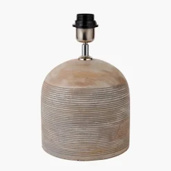 Discount Nelu Grey Engraved Wooden Dome Table Lamp Table Lamps