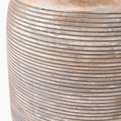 Discount Nelu Grey Engraved Wooden Dome Table Lamp Table Lamps