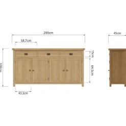 Hot Norfolk Oak 4 Door Sideboard Sideboards | Sideboards