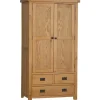 Discount Norfolk Oak Double Larder Unit Storage & Coat Hooks | Cupboards