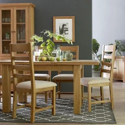 Online Norfolk Oak 1.25M Extending Dining Table with 6 Chairs Dining Sets
