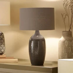 Discount Abbie Etched Graphite Ceramic Table Lamp Table Lamps
