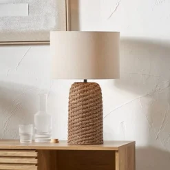 Clearance Andros Brown Woven Seagrass Table Lamp Table Lamps