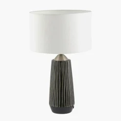 Outlet Artemis Black Texture Ceramic Brushed Silver Table Lamp Table Lamps