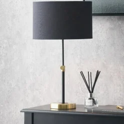 Hot Bryce Black Gold Metal Rise and Fall Table Lamp Table Lamps