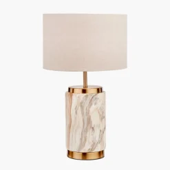 Clearance Carrara Natural Stone Effect Ceramic Table Lamp Table Lamps