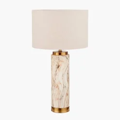 Clearance Carrara Natural Stone Effect Ceramic Table Lamp Table Lamps