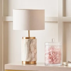 Clearance Carrara Natural Stone Effect Ceramic Table Lamp Table Lamps