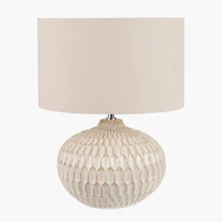 Fashion Draydon Natural Mango Wood Textured Cone Table Lamp Table Lamps