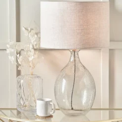Best Elysia Bubble Glass Silver Metal Curved Table Lamp Table Lamps