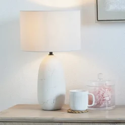 Best Erika White Vintage Textured Ceramic Table Lamp Table Lamps