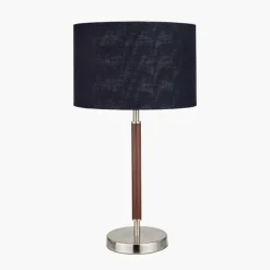 Fashion Gianni Brushed Silver and Wood Effect Table Lamp Table Lamps