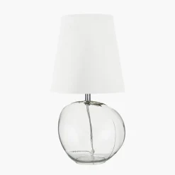 Sale Hallie Clear Glass and White Shade Table Lamp Table Lamps
