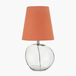 Sale Hallie Clear Glass and Terracotta Shade Table Lamp Table Lamps