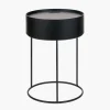 Clearance Hugo Black Wood Veneer and Black Metal Storage Table Side Tables