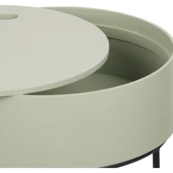 Hot Hugo Sage Green Wood Veneer Black Metal Storage Table Side Tables