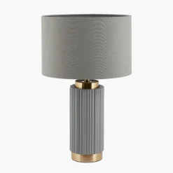 Clearance Ionic Grey Textured Ceramic Gold Metal Table Lamp Table Lamps