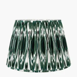 Fashion Izara Race Green Ikat Mushroom Pleat Tapered Shade Lamp Shades
