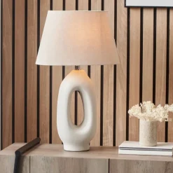 Outlet Laila Natural Organic Tall Ceramic Table Lamp Table Lamps