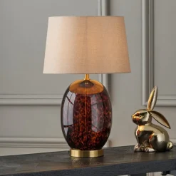 Clearance Lucien Tortoiseshell Glass Tall Table Lamp Table Lamps