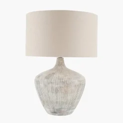 Clearance Manaia White Wash Texture Wood Lamp & Henry Shade Table Lamps