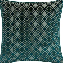 Outlet Avenue Teal Velvet Jacquard Cushion Cushions