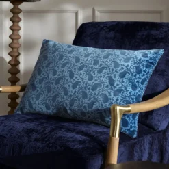 Hot Boteh Blue & Navy Printed Velvet Cushion Cushions