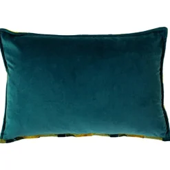 Sale Delano Teal and Gold Velvet Jacquard Cushion Cushions