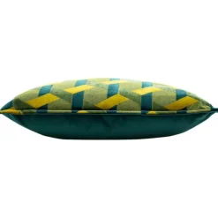 Sale Delano Teal and Gold Velvet Jacquard Cushion Cushions
