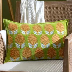 Sale Portofino Chartreuse Embroidered Cushion Cushions