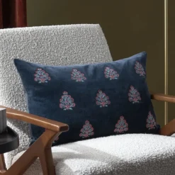 Clearance Rennes Navy Embroidered Cushion Cushions