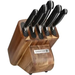 Clearance Edgekeeper Self Sharpening 5 Piece Acacia Knife Block Kitchen Utensils